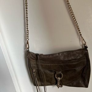 Rebecca Minkoff Army Green Leather purse with gold chain handle